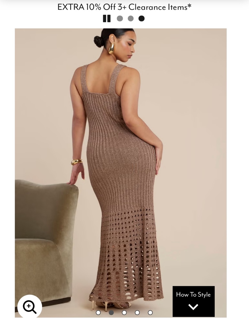 ELOQUII 14/16 Metallic Open Stitch Sweater Dress - NEW WITH TAGS - Picture 2 of 11